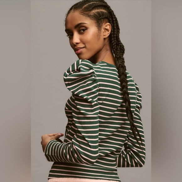 ✨ Anthropologie Puff-Sleeve Tie-Front Top Sz XS - Picture 2 of 5